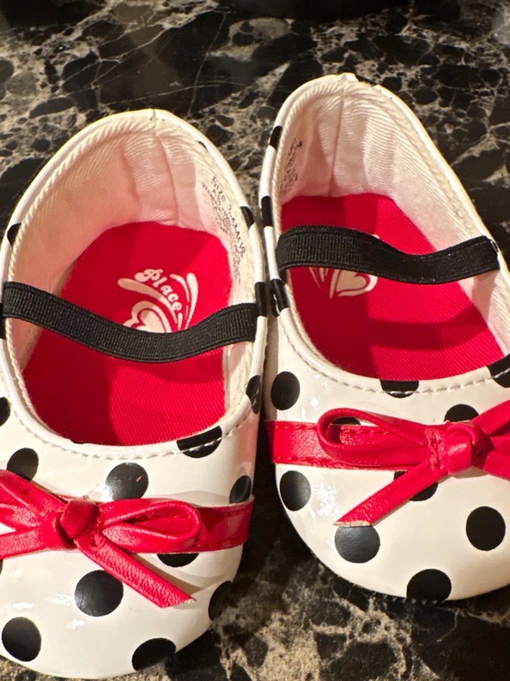 Grace Black and White Polka Dot Mary Janes with Red Bow